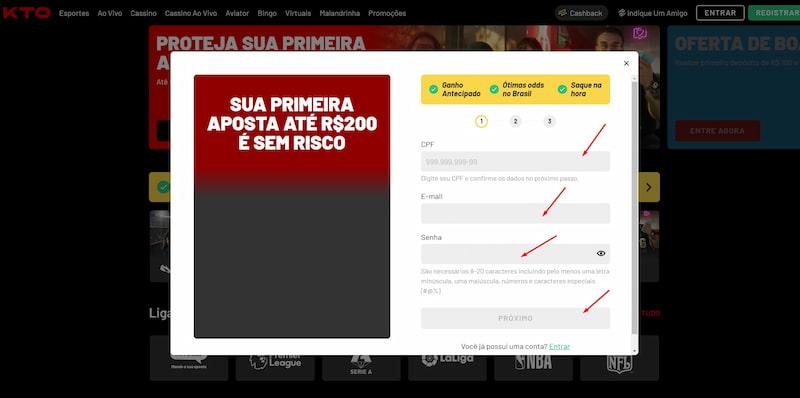 Registro do cassino KTO